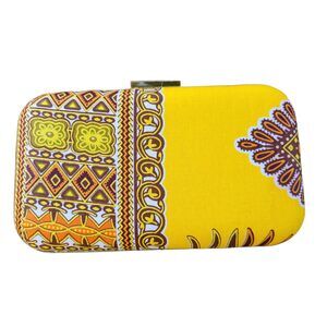 7801 Ahiastring African Kente Clutch Purse Yellow 8 x 5 x 5 inches